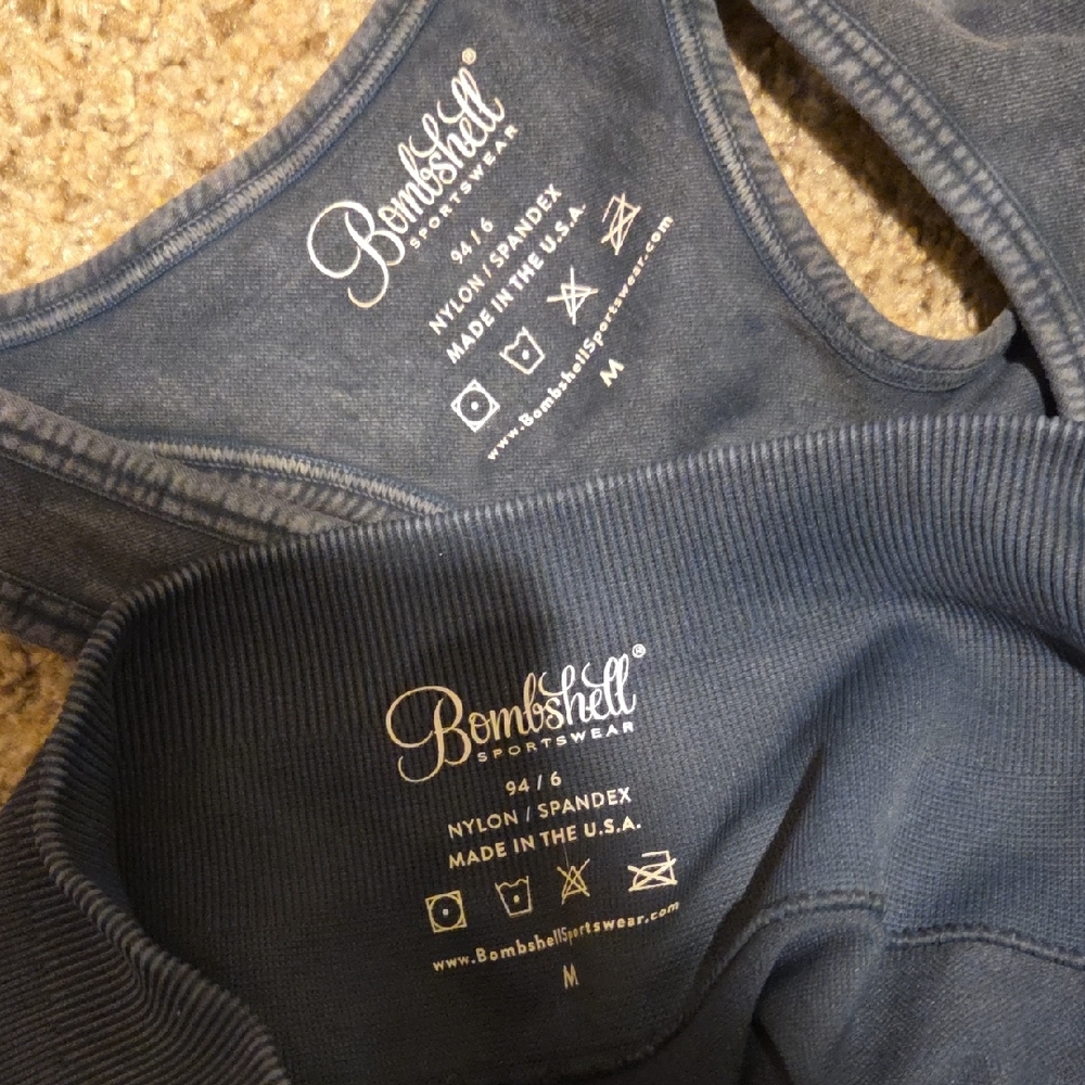 Bombshell Sportswear Denim Blue Activewear Set - Picture 3 of 3